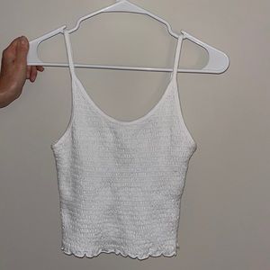 White Hollister ruched cropped tank top. Size M.